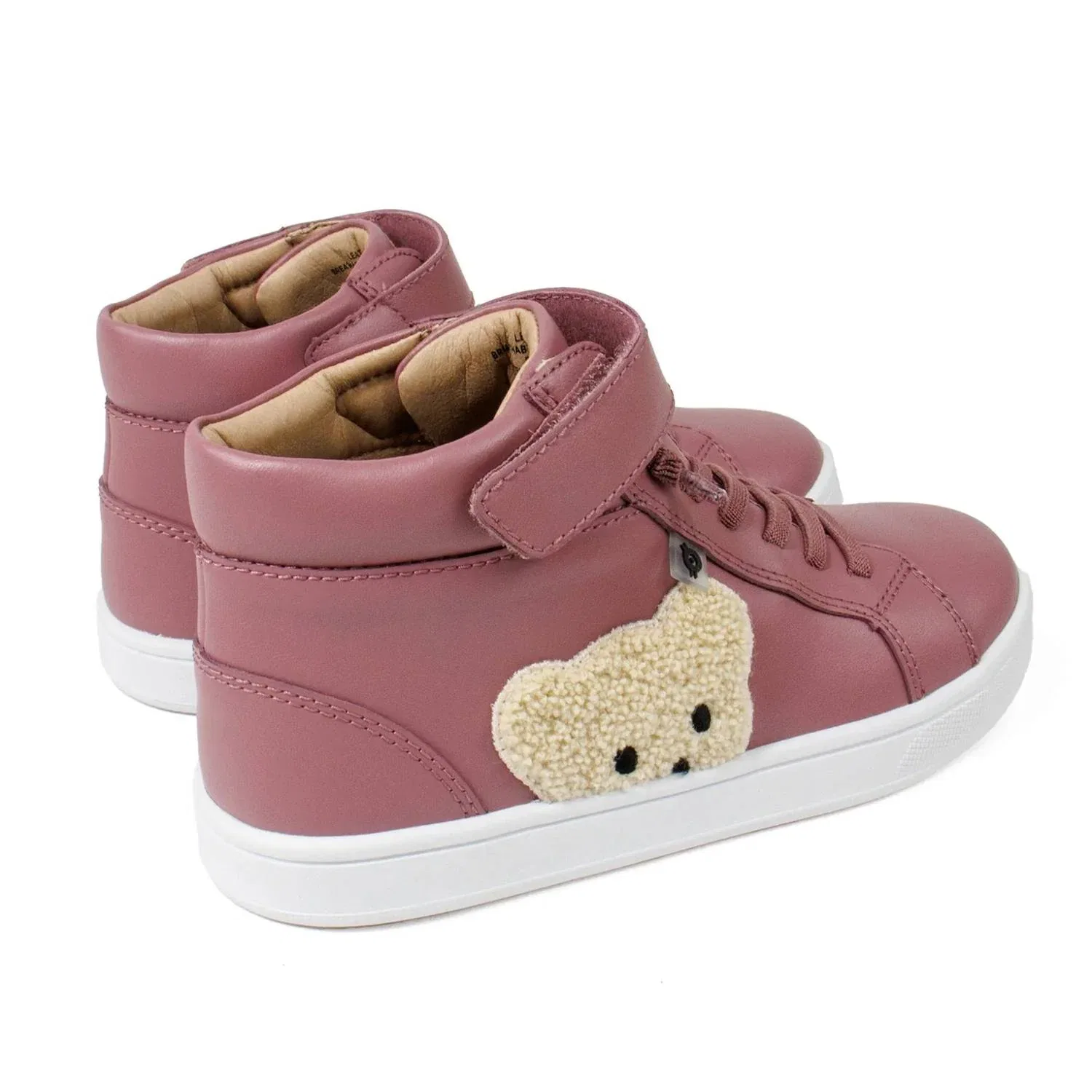 Детские высокие кроссовки для девочек с вышивкой мишки Teds Old Soles, Malva — фото 4