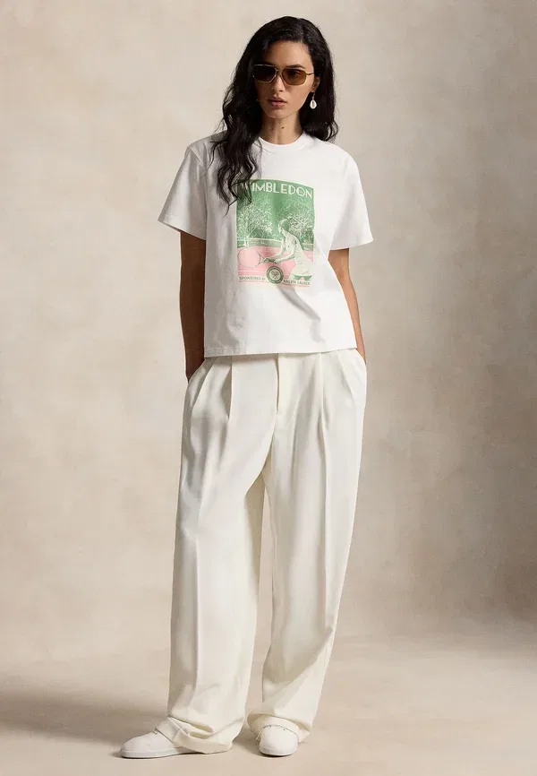Футболка хлопковая Wimbledon graphic cotton jersey tee Polo Ralph Lauren, White Multi, белый/мультиколор — фото 2