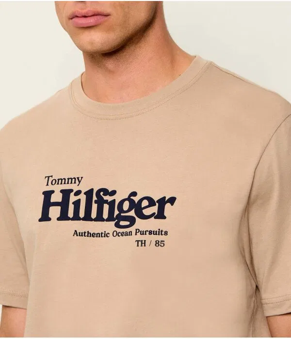 Мужская футболка с круглым вырезом Tommy Hilfiger, бежевый — фото 4