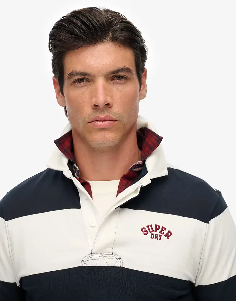 Топ регби винтажное athletic stripe Superdry, Eclipse Navy/Ecru — фото 3