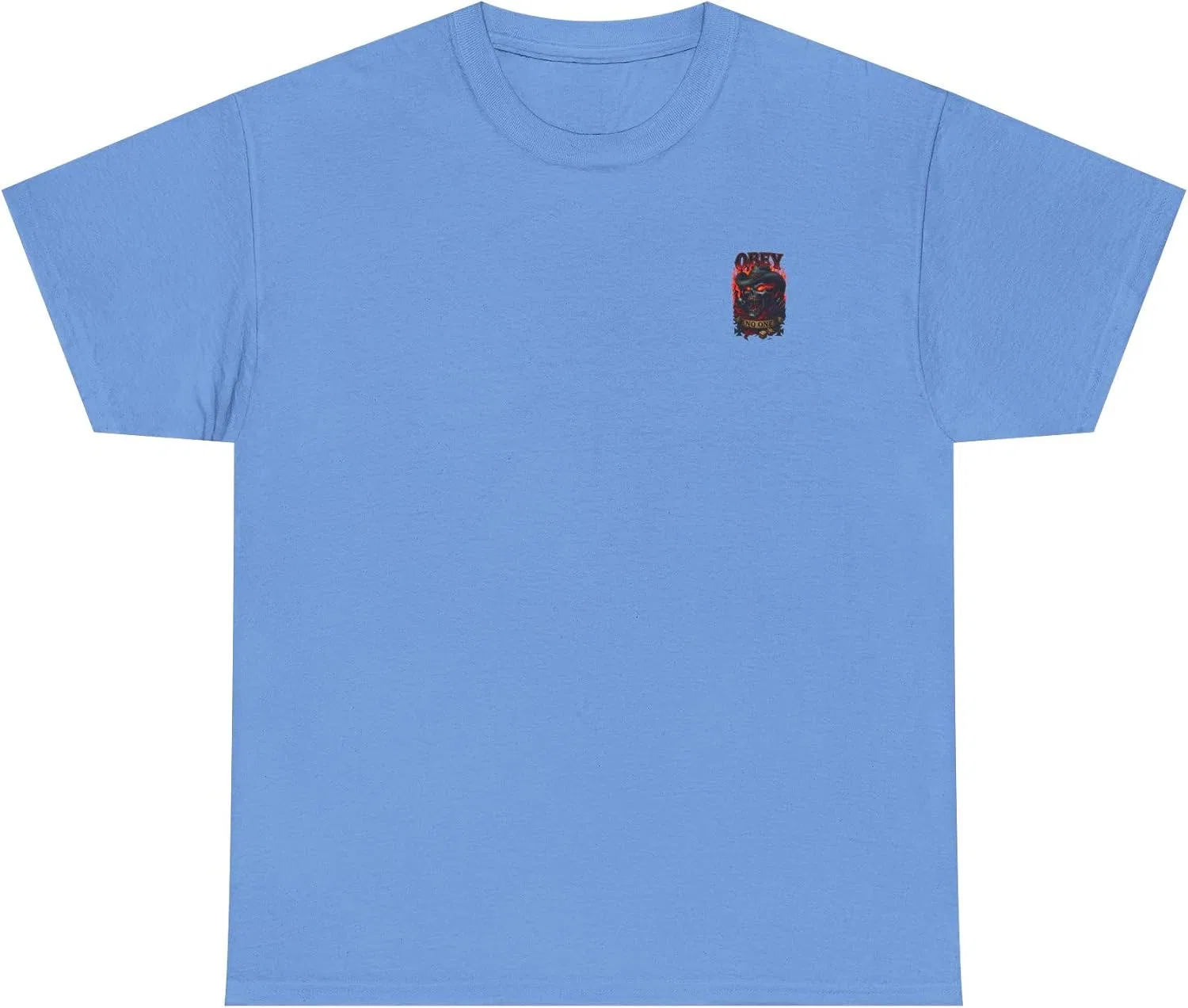Футболка с черепом и надписью Obey No One Gildan 5000, Carolina Blue