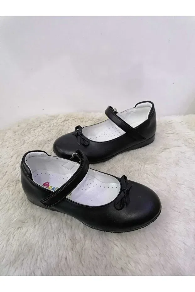 Детские балетки для девочек с ортопедической стелькой Özgür Kids, Matte Black — фото 4