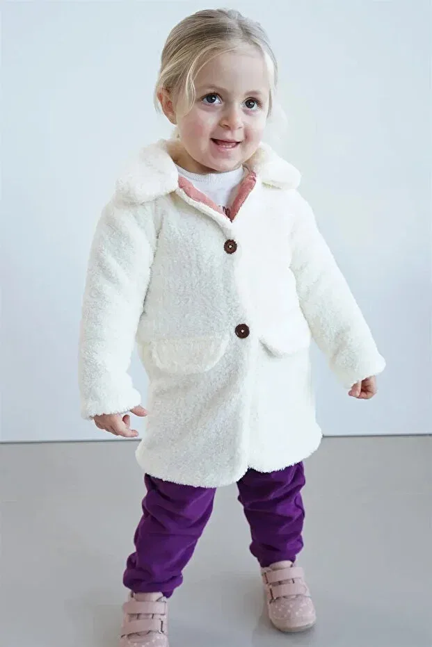 Детское пальто для девочек хлопковое X silk atlas baby girl and child colorful lined plush coat Nurbeli, Ecru