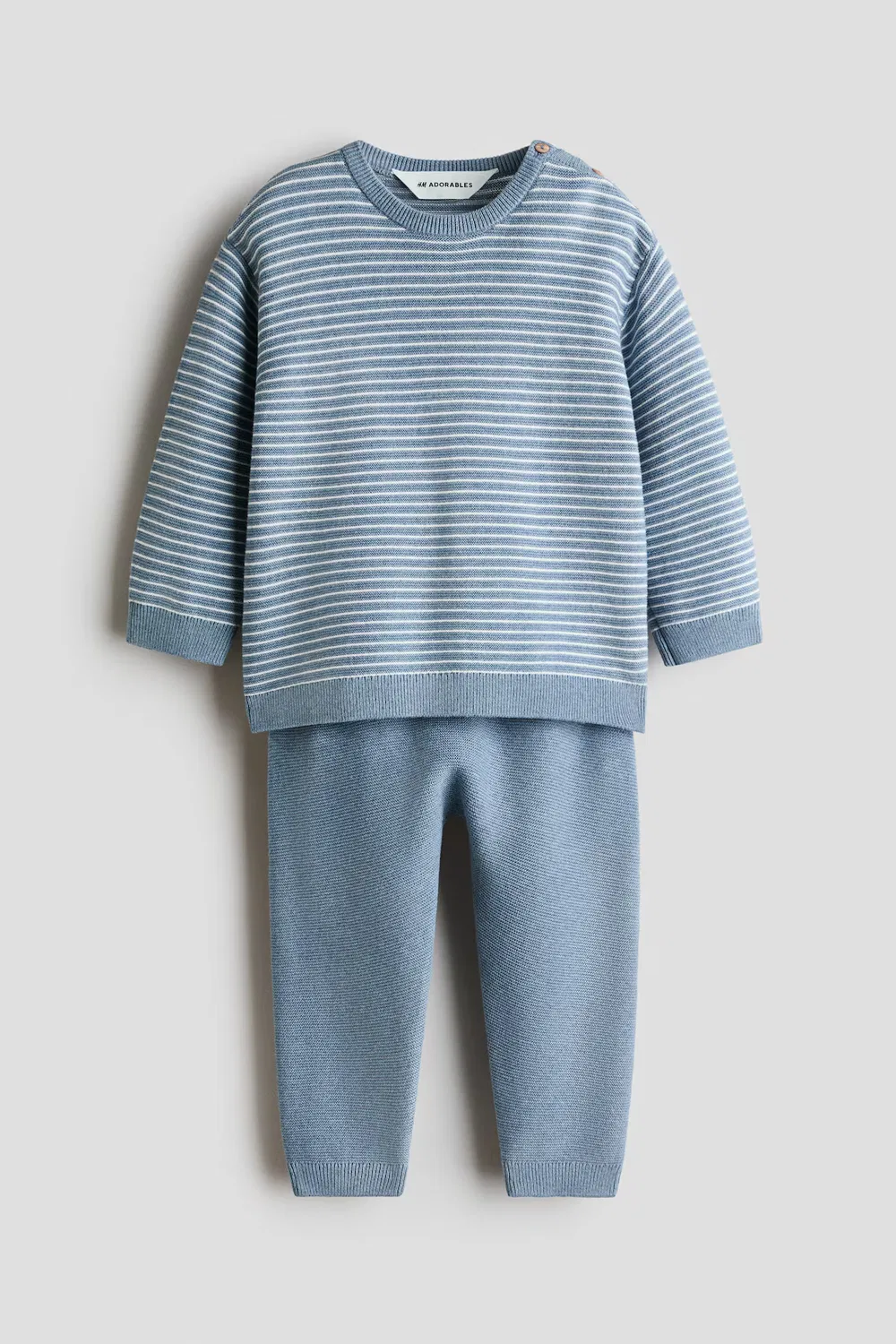 Комплект из 2 предметов, изготовленный из тонкого хлопкового трикотажа H&M, Mattblau/Weiß Gestreift