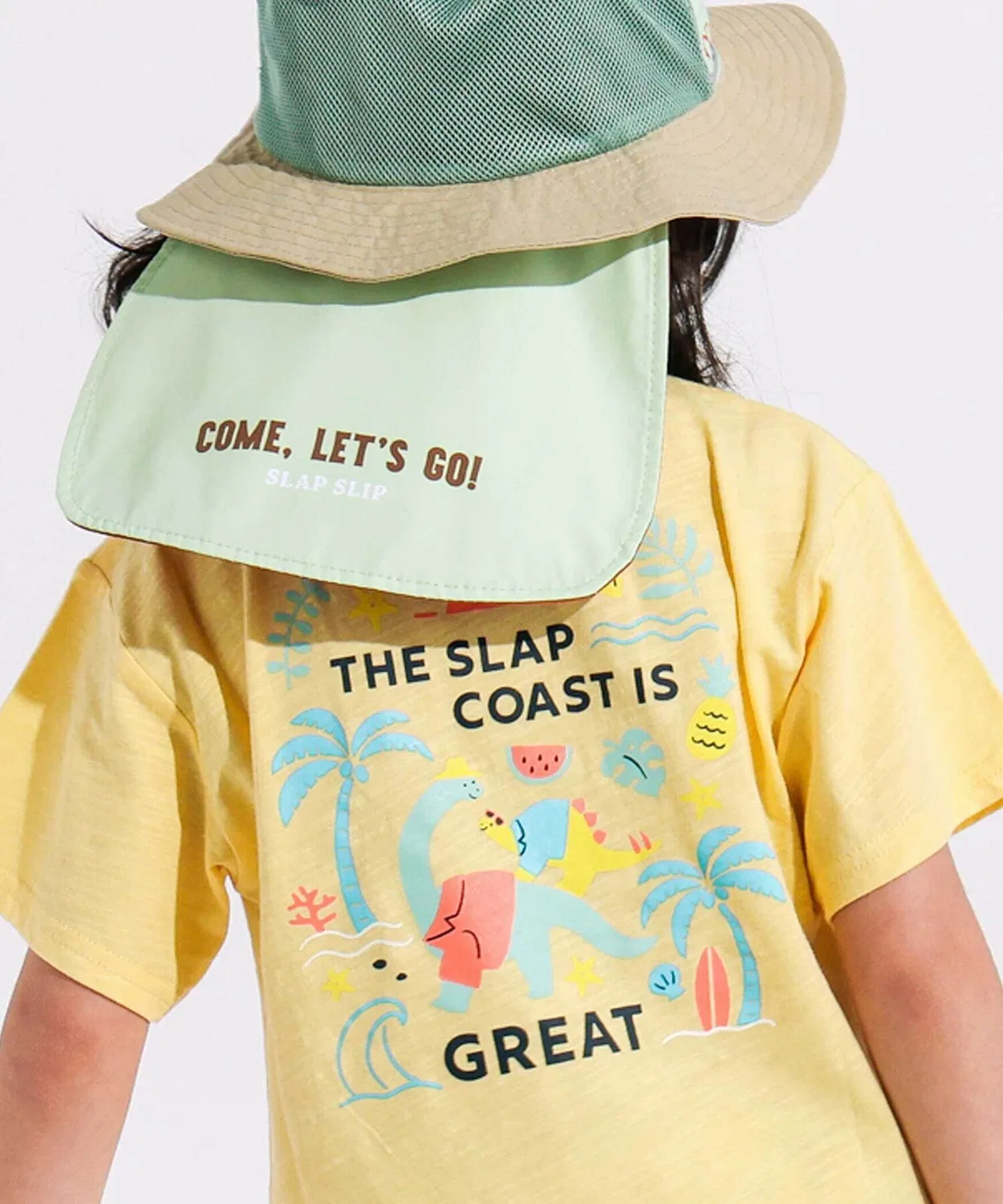 Детская футболка с принтом и карманом-подсумкой, модель Pochett T-shirt SLAP SLIP, Off White — фото 4