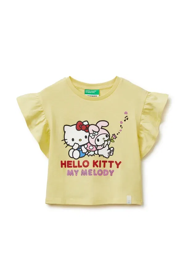Футболка с принтом Hello Kitty и блестками United Colors Of Benetton, желтый