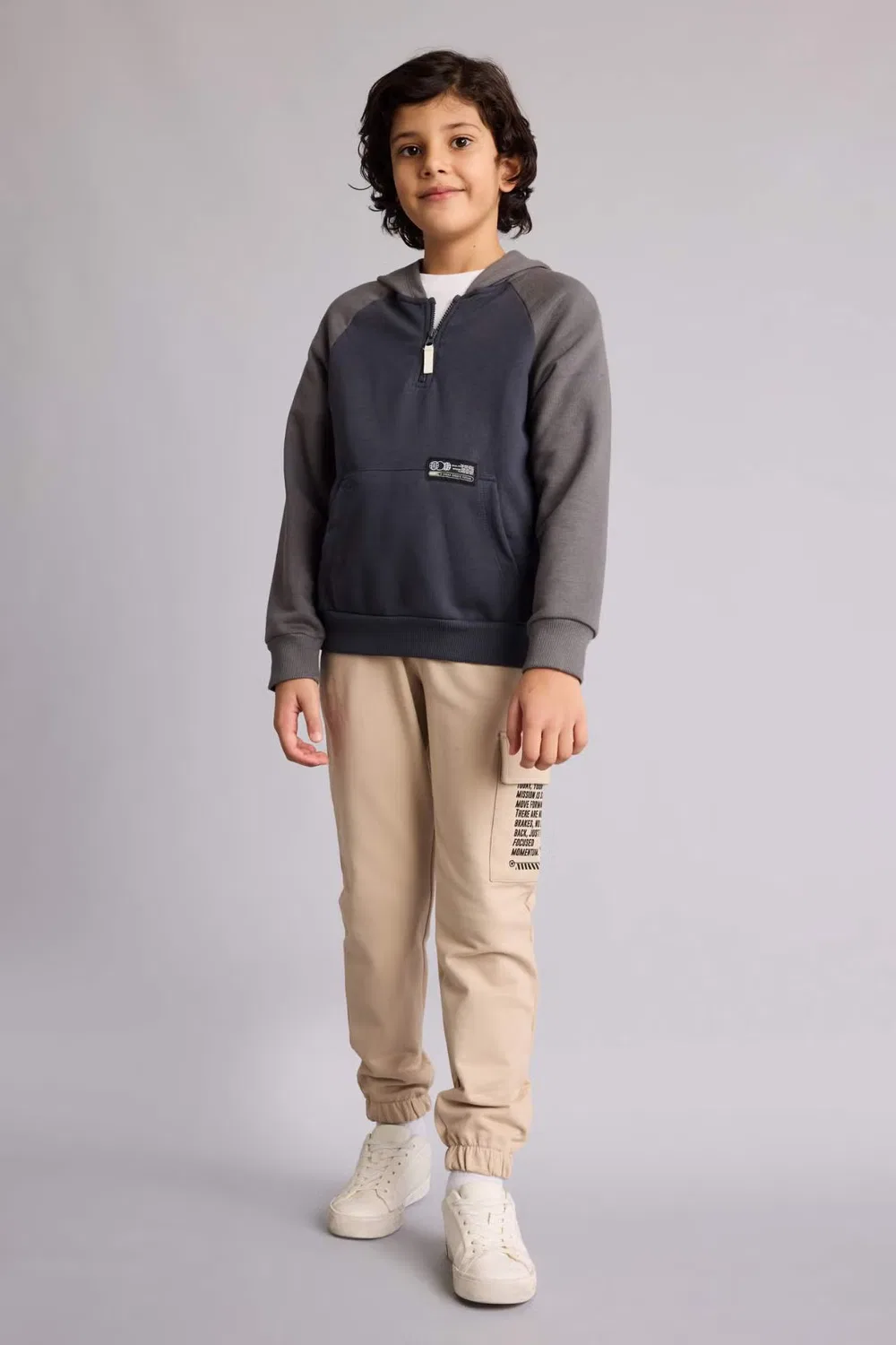 Штаны с принтом-слоганом, модель Boy Regular Fit, Defacto, бежевый