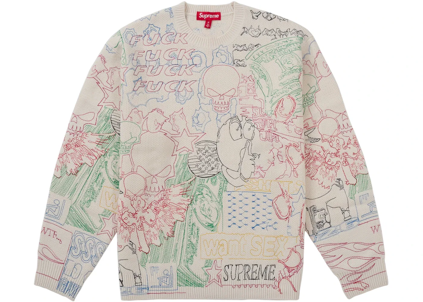 Мужской свитер с вышивкой Sweater Supreme, White