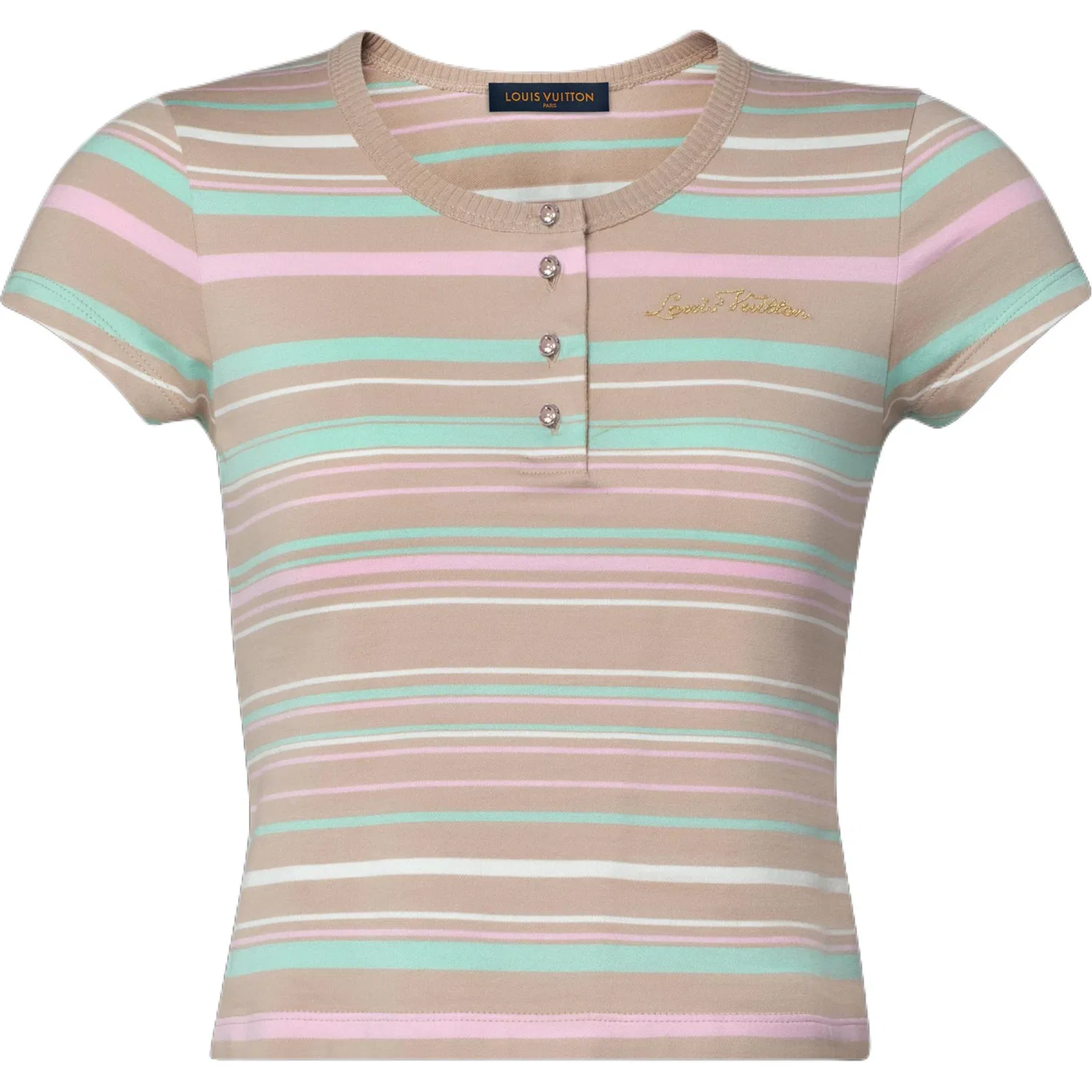 Женская футболка с принтом Henry Collar Moderate Nipped In Waist LOUIS VUITTON, Multicolor