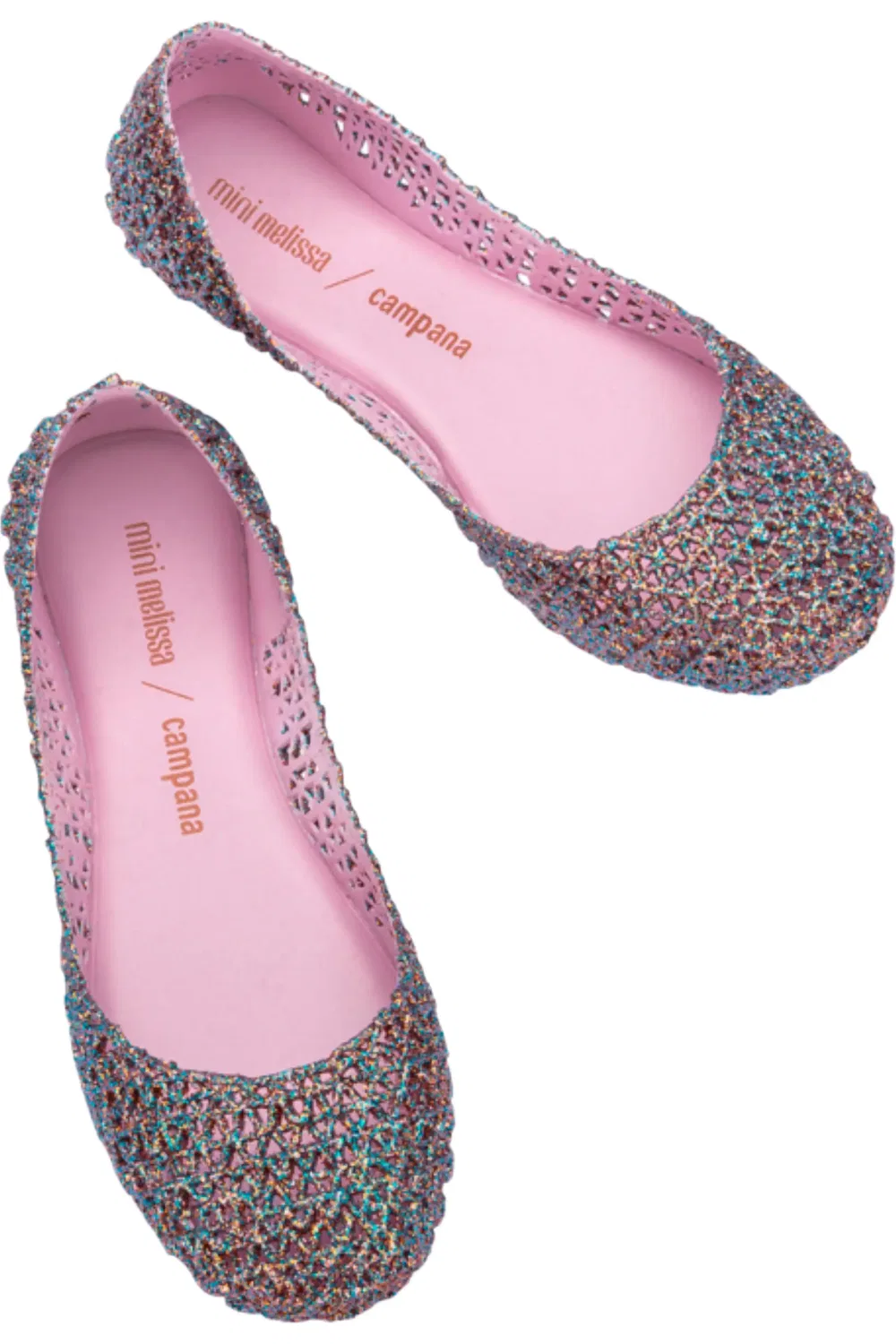 Детские туфли лоферы с блестками Campana Zigzag Mini Melissa, Pink Multi Glitter — фото 3