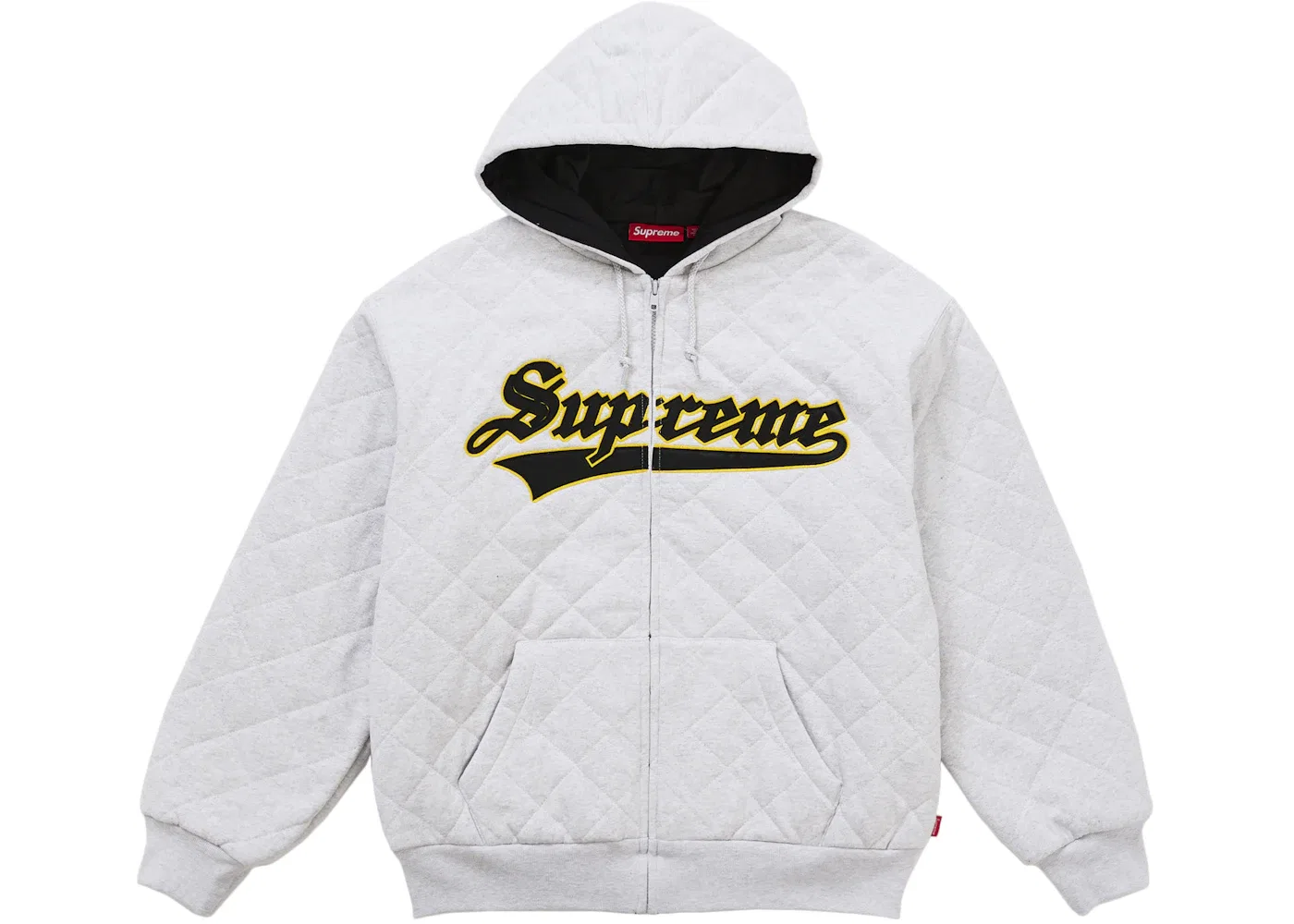 Мужской стеганый худи на молнии с капюшоном Supreme, Ash Grey