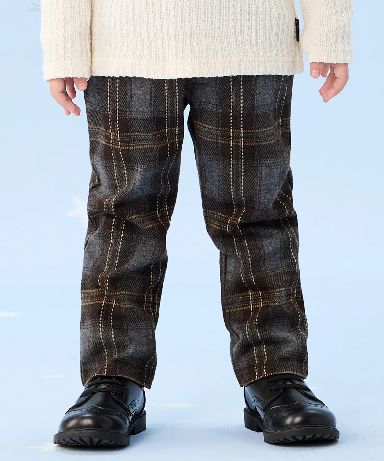 Детские брюки из футера с принтом, модель Check Jacquard, combimini, Brown