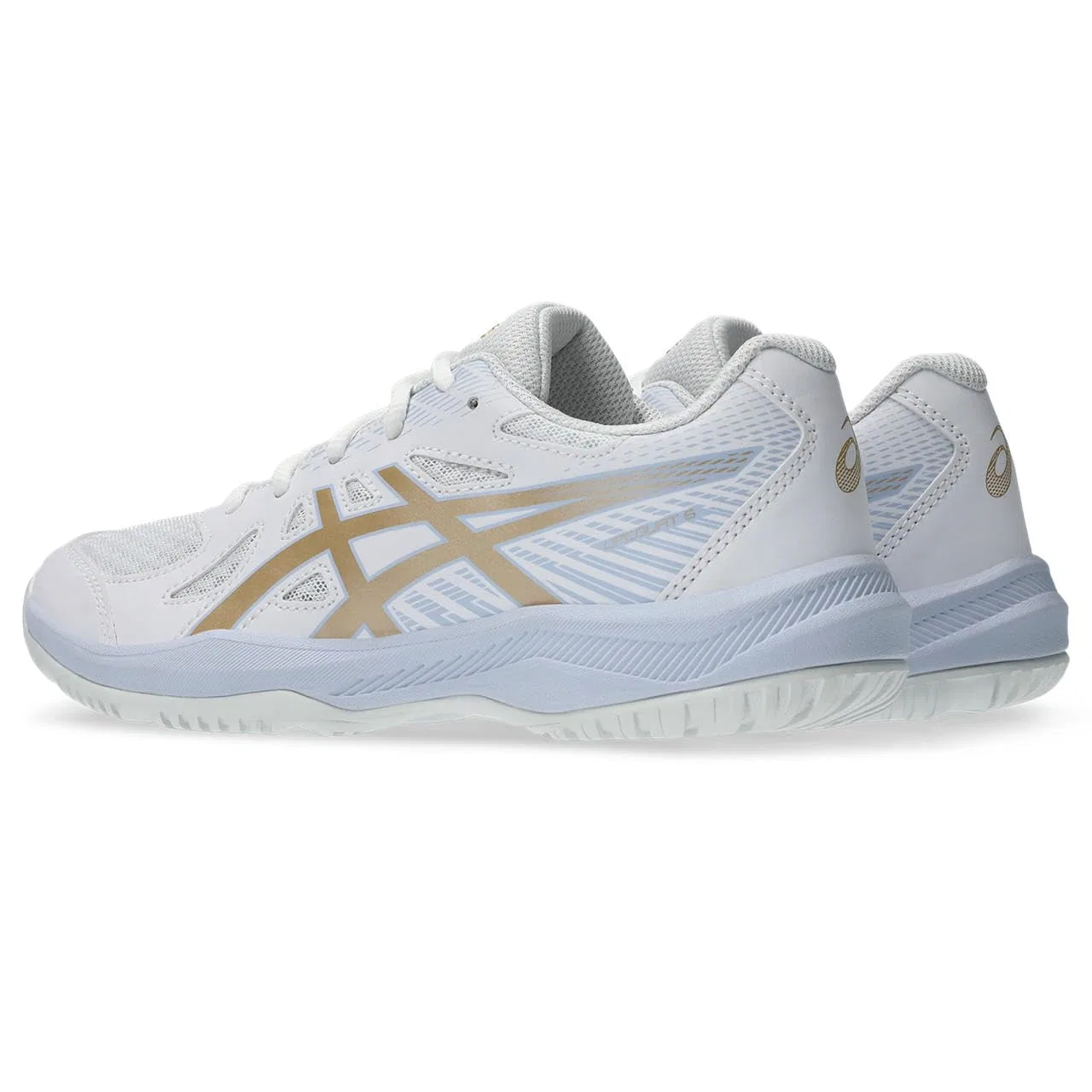 Детские кроссовки для мальчиков с шнуровкой Upcourt 6 Gs ASICS, White/Champagne — фото 2