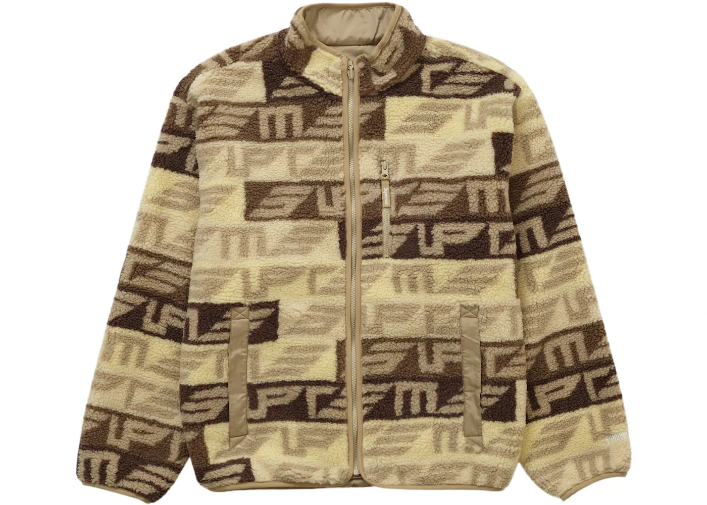 Мужская куртка с принтом Supreme Geo Reversible WINDSTOPPER Fleece Jacket, Tan