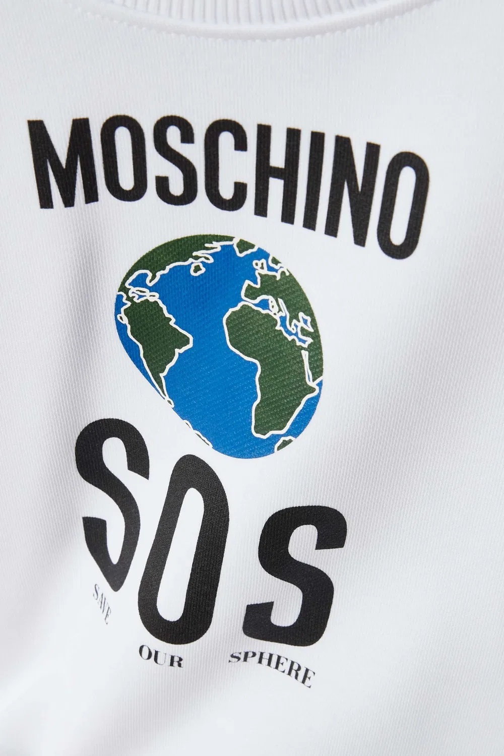 Свитшот с принтом хлопковый Moschino, белый — фото 3