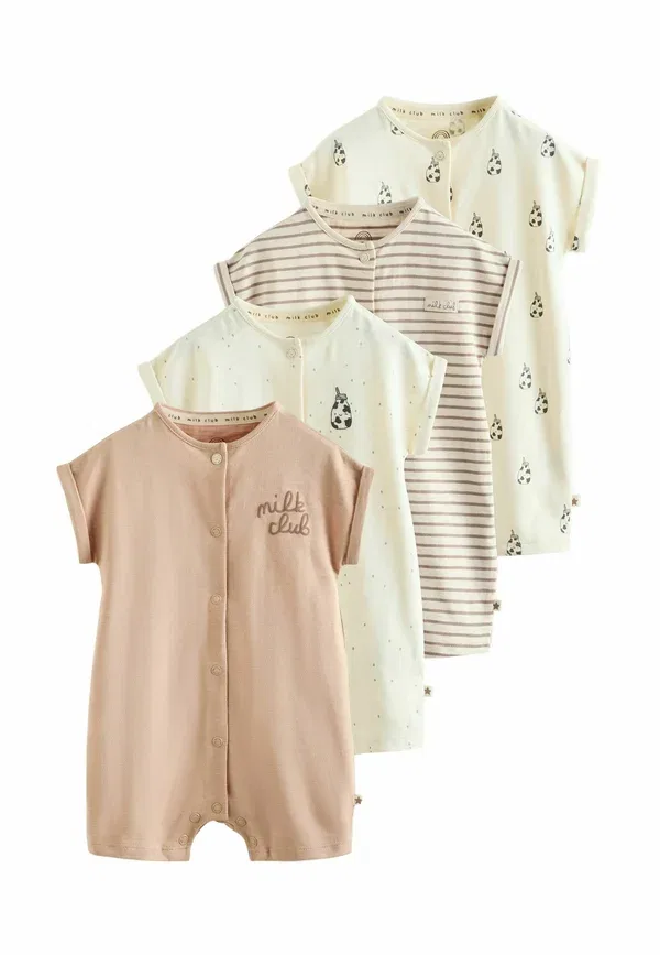 Комплект из 4 комбинезонов, хлопок, Unisex 4 pack, Next, Neutral milk club embroidered, нейтральный