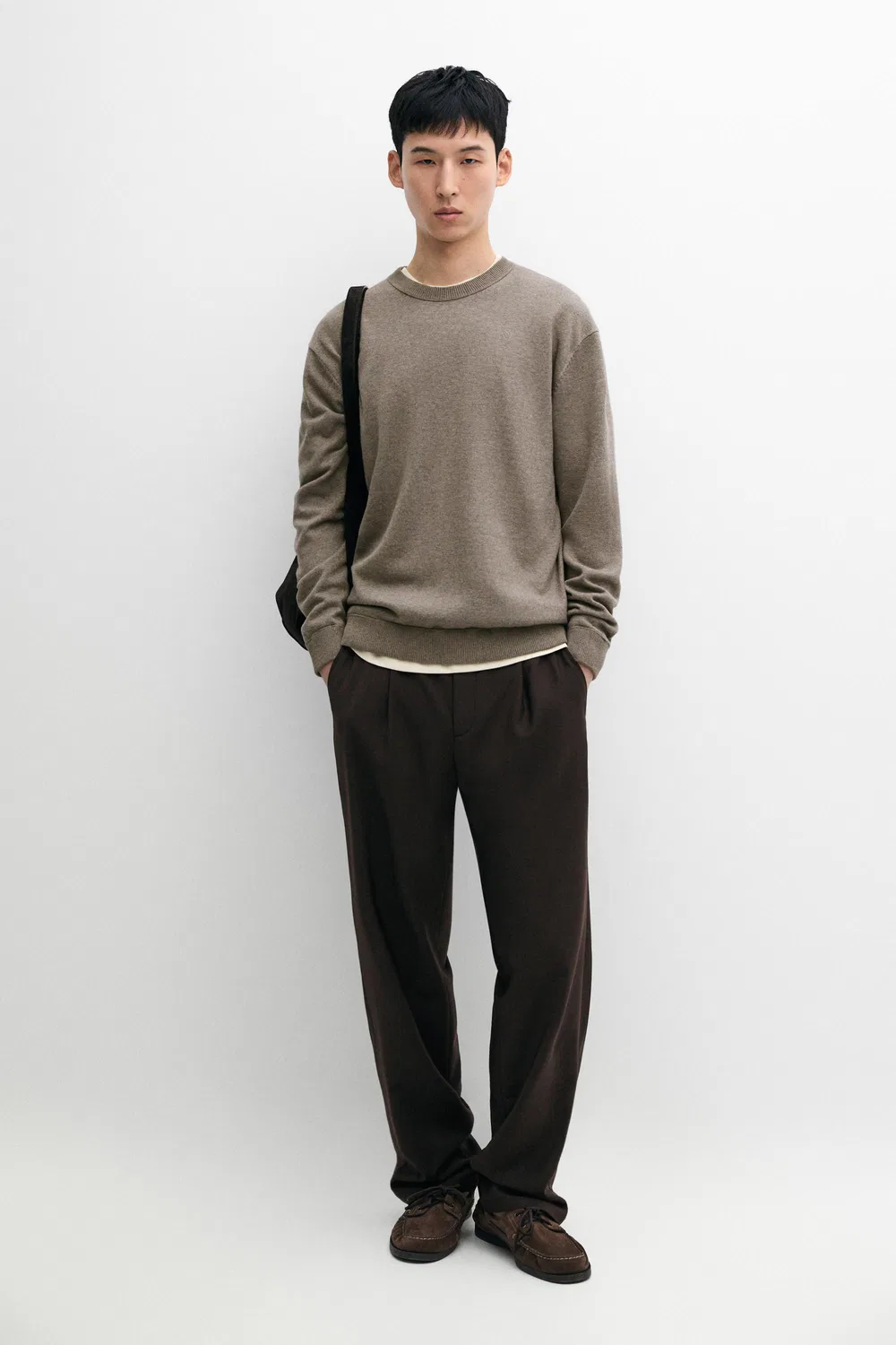 Свитер Massimo Dutti Cotton Blend Knit, хаки — фото 3