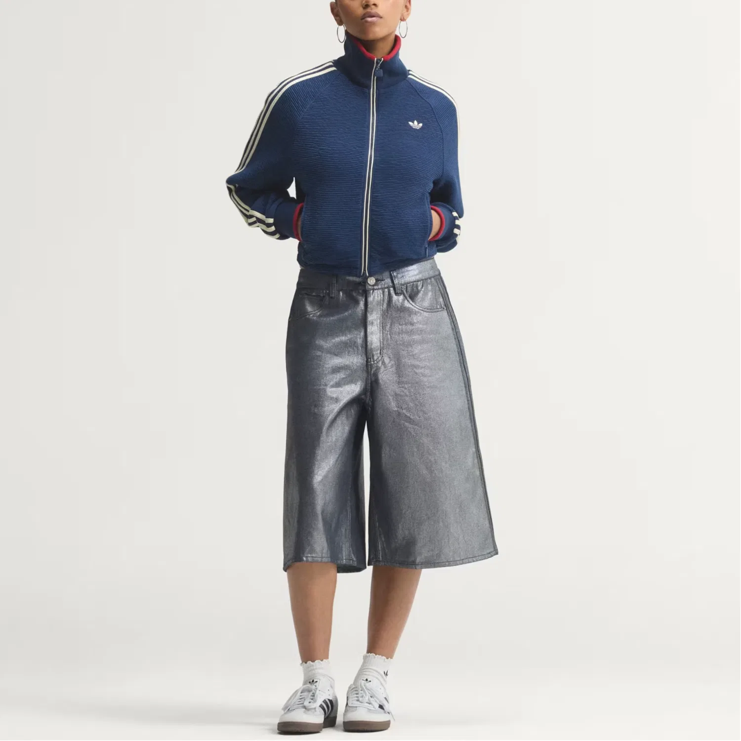 Женская куртка с высоким воротником Adidas Originals, Midnight Indigo/Warm Vanilla — фото 3