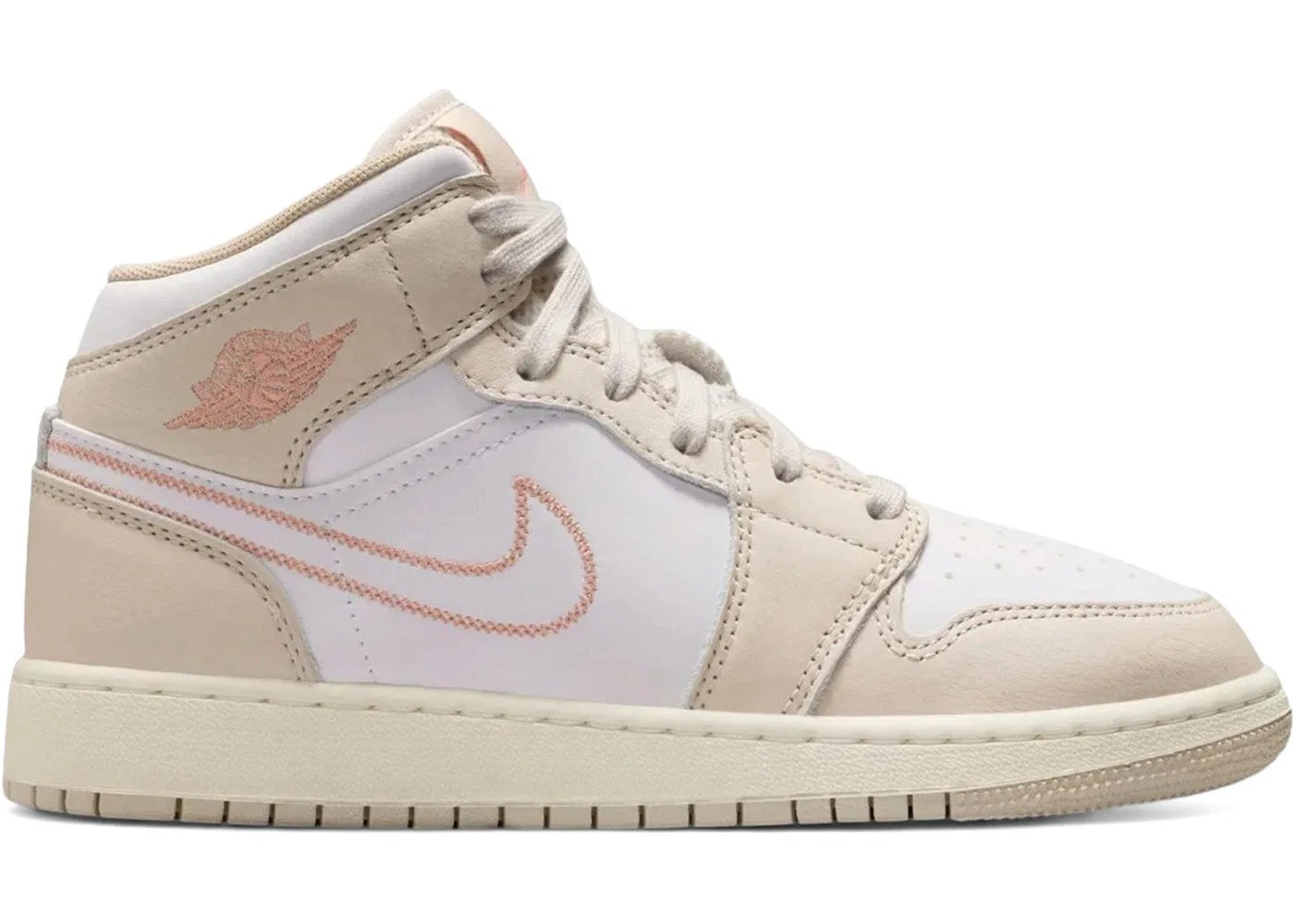 Детские кроссовки Lifestyle Jordan 1 Mid SE Jordan, Sand Drift/White/Light Orewood Brown/Light Madder Root