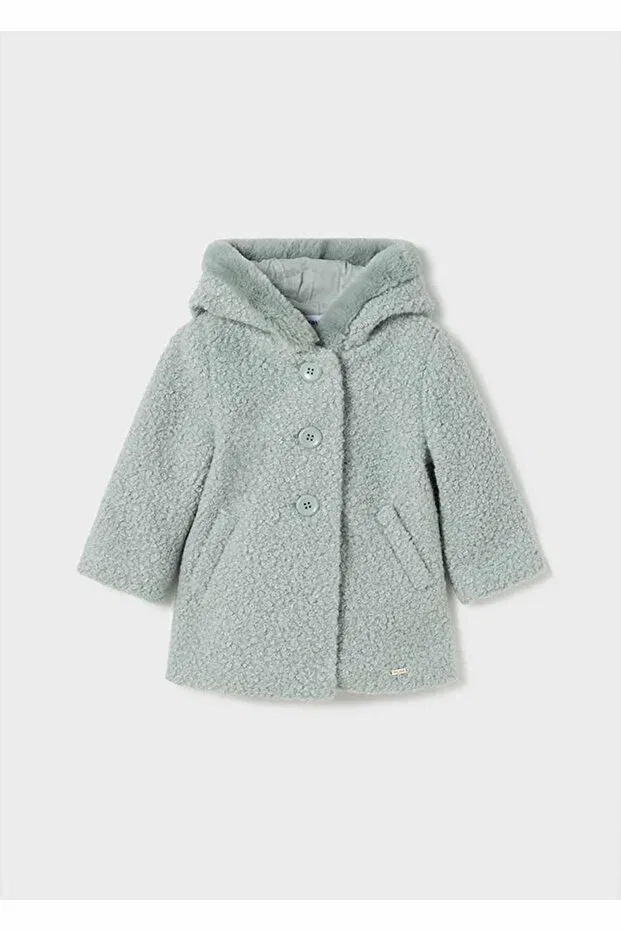 Детское пальто для девочек с меховым воротником Winter Baby Girl Fur Coat Mayoral, Green — фото 4