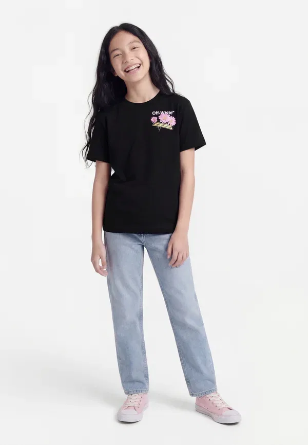 Футболка с цветочным принтом Daisy tape tee Off-white, черный