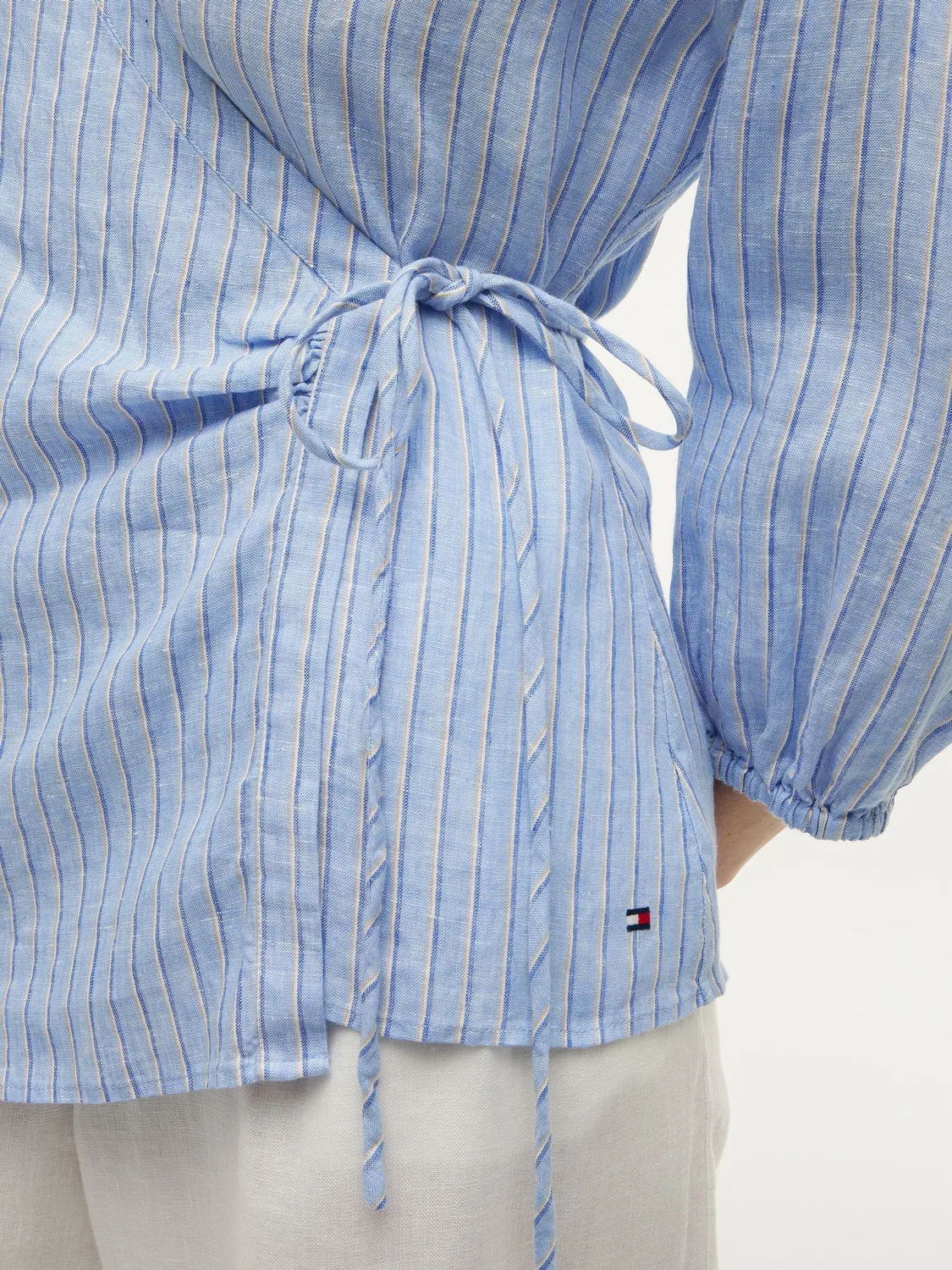 Блуза с запахом Relaxed Fit Tommy Hilfiger, синяя — фото 4