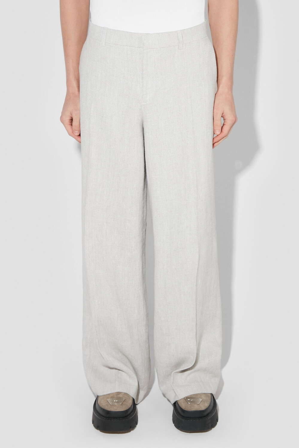 

Брюки MISBHV Washed Linen Tailored, светло-серый