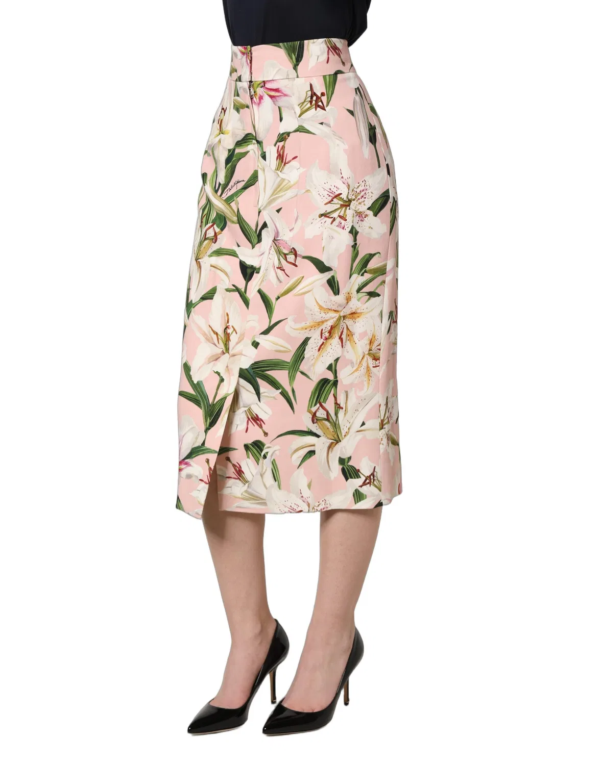 Женская юбка-карандаш с завышенной талией с принтом Lilium Pink Lilium Print Dolce & Gabbana, Pink — фото 4