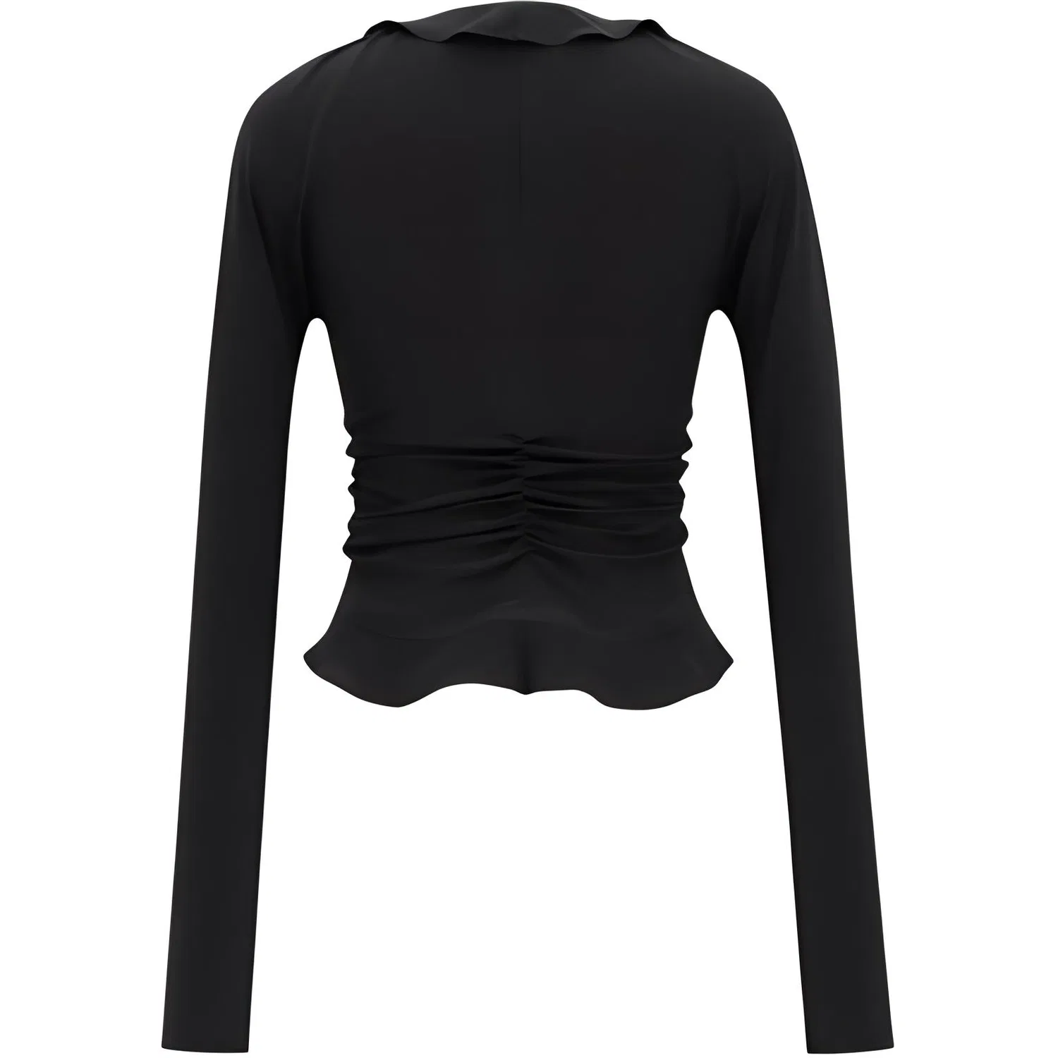 Женская блуза с воланами, с длинным рукавом SAINT LAURENT, Black — фото 2
