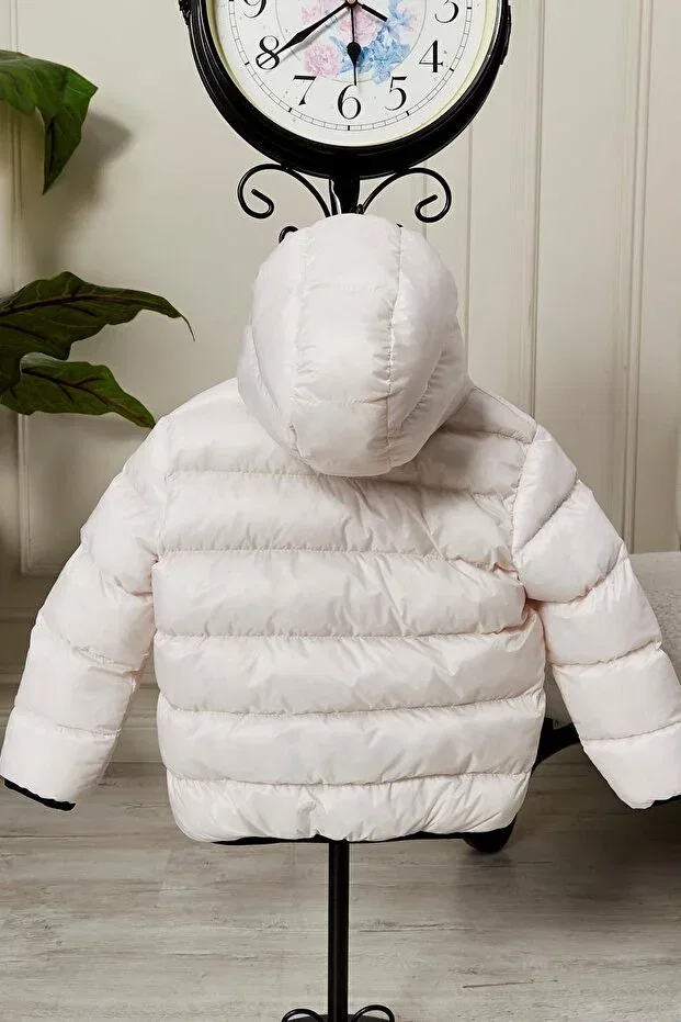 Детское зимнее пальто для девочек с капюшоном Benitto Kids, White — фото 4