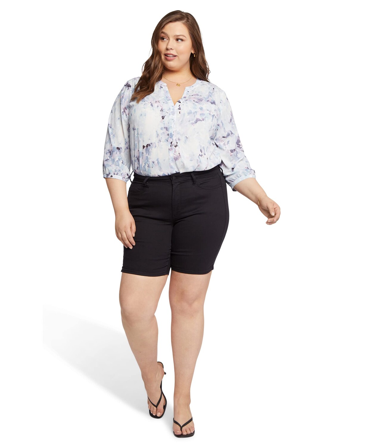 

Шорты NYDJ Plus Size, Plus Size Ella Shorts with Sideseam Slits in Black