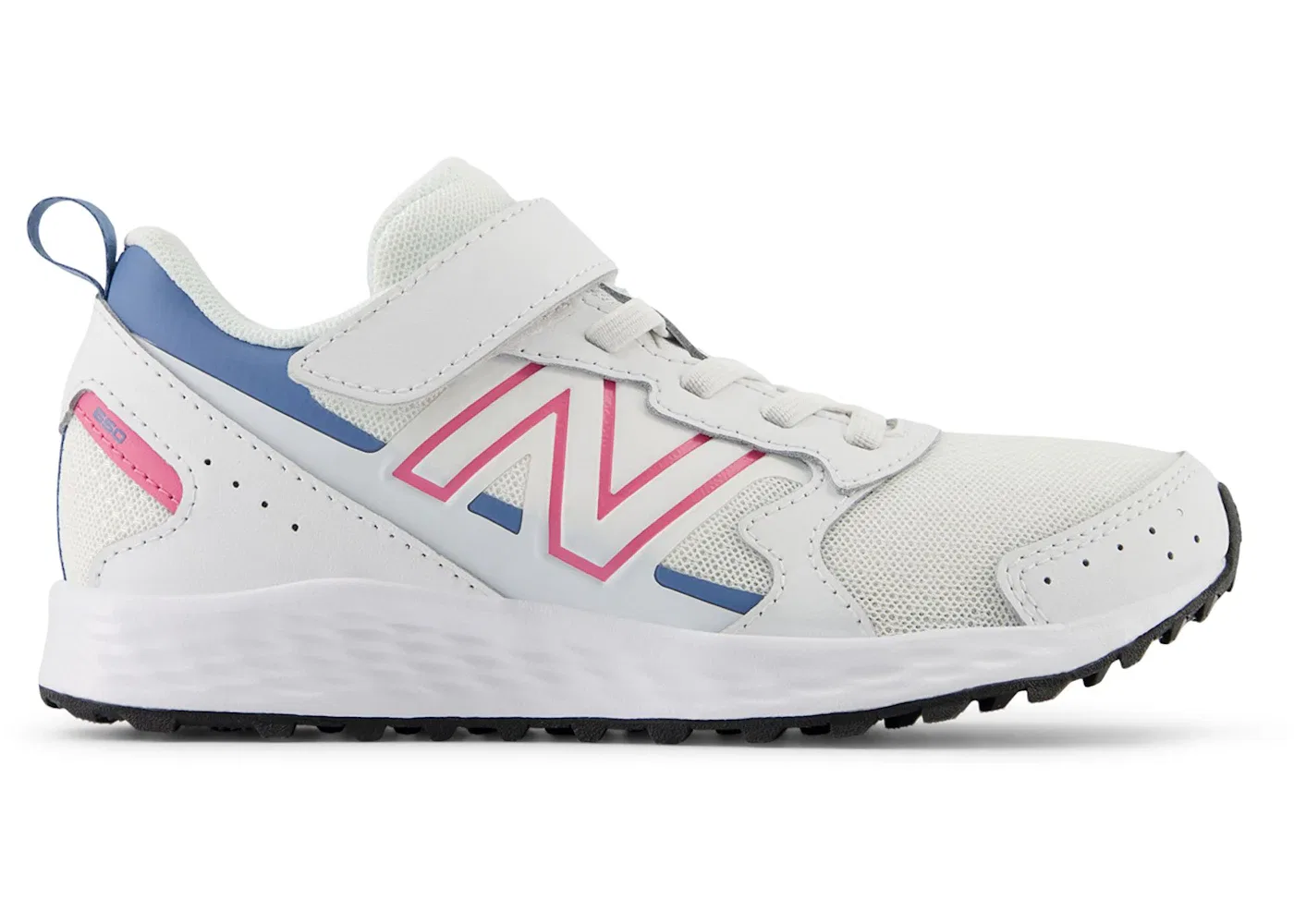 Детские кроссовки со шнуровкой New Balance Fresh Foam 650 Bungee Lace, White/Real Pink/Heron Blue
