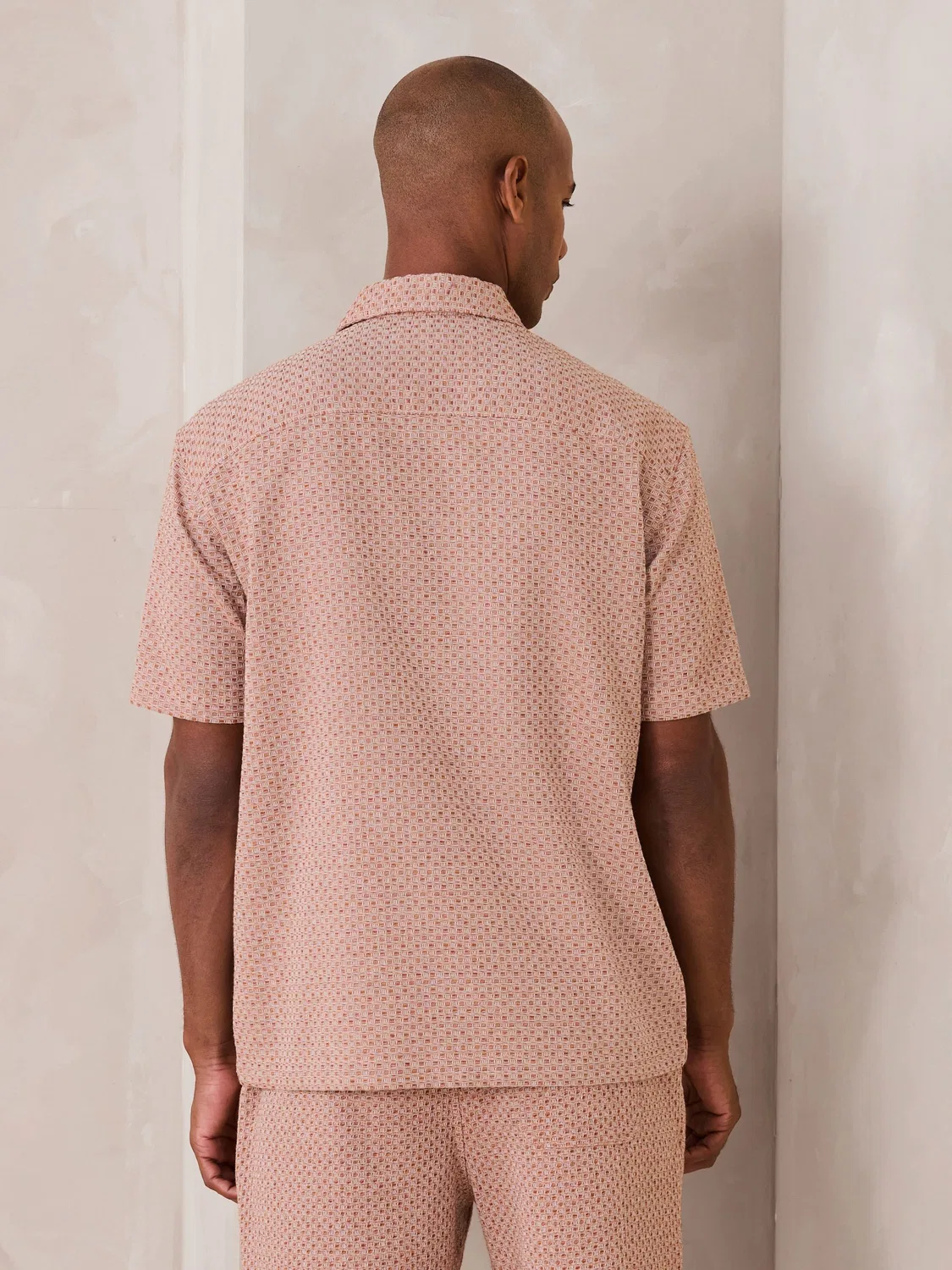 Рубашка с коротким рукавом, вафельная текстура, Orange Textured Waffle Short Sleeve Shirt Next, оранжевый — фото 4