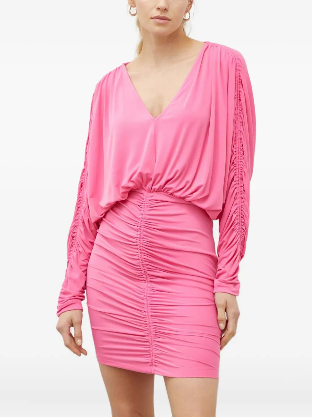 

Платье мини с V-образным вырезом и сборками Day Birger Et Mikkelsen, розовый