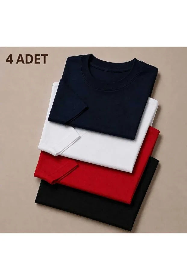 Детский комплект футболок для девочек Basics Bebeğime Çorap, Red-Black-White-Navy Blue — фото 4