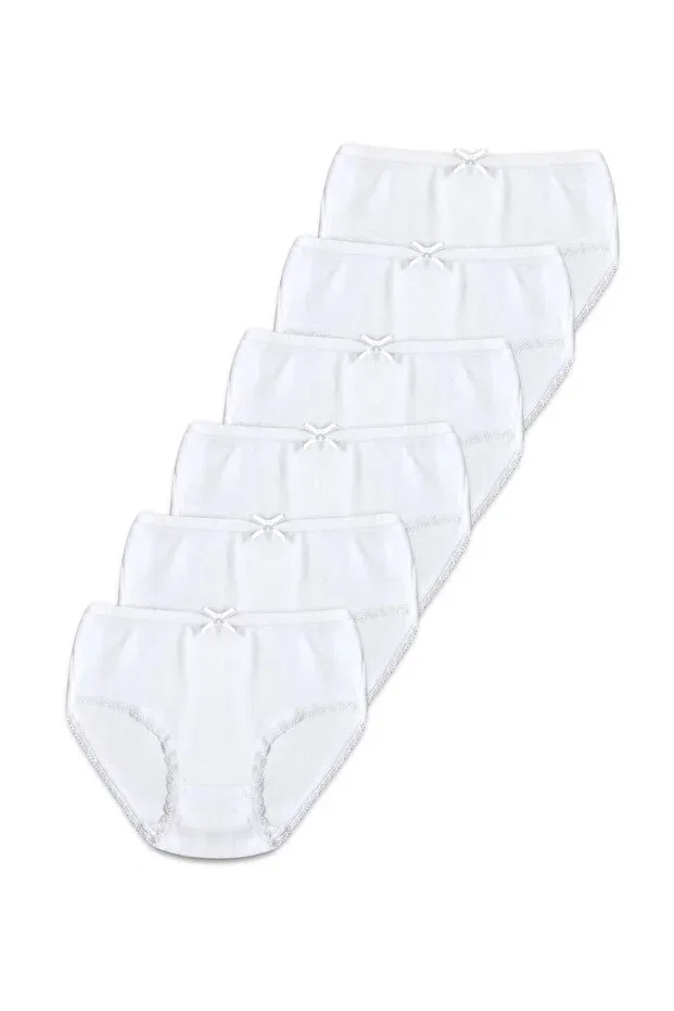 Детские трусы для девочек хлопковые набор 6 штук Panfilia, White-White
