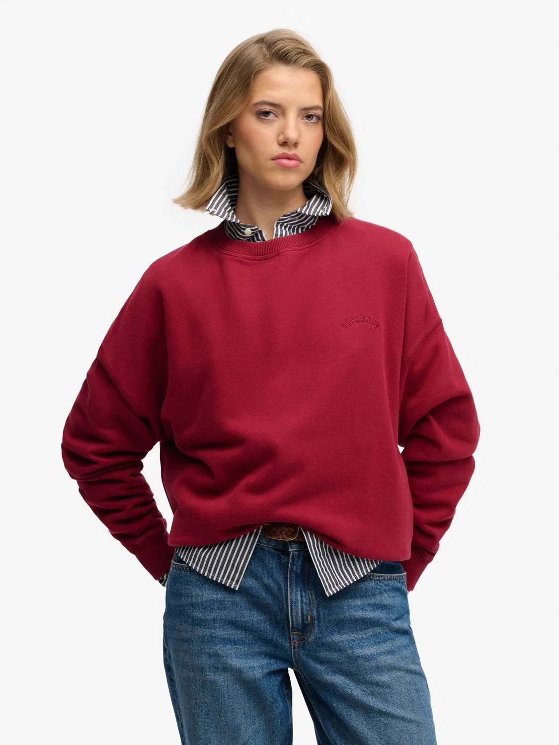 Свитшот с логотипом, свободный крой, Essential Logo Superdry, красный — фото 2