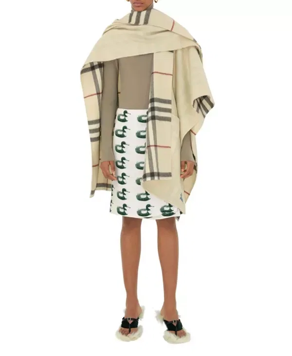 Женская накидка с капюшоном из кашемира Burberry, Stone — фото 4