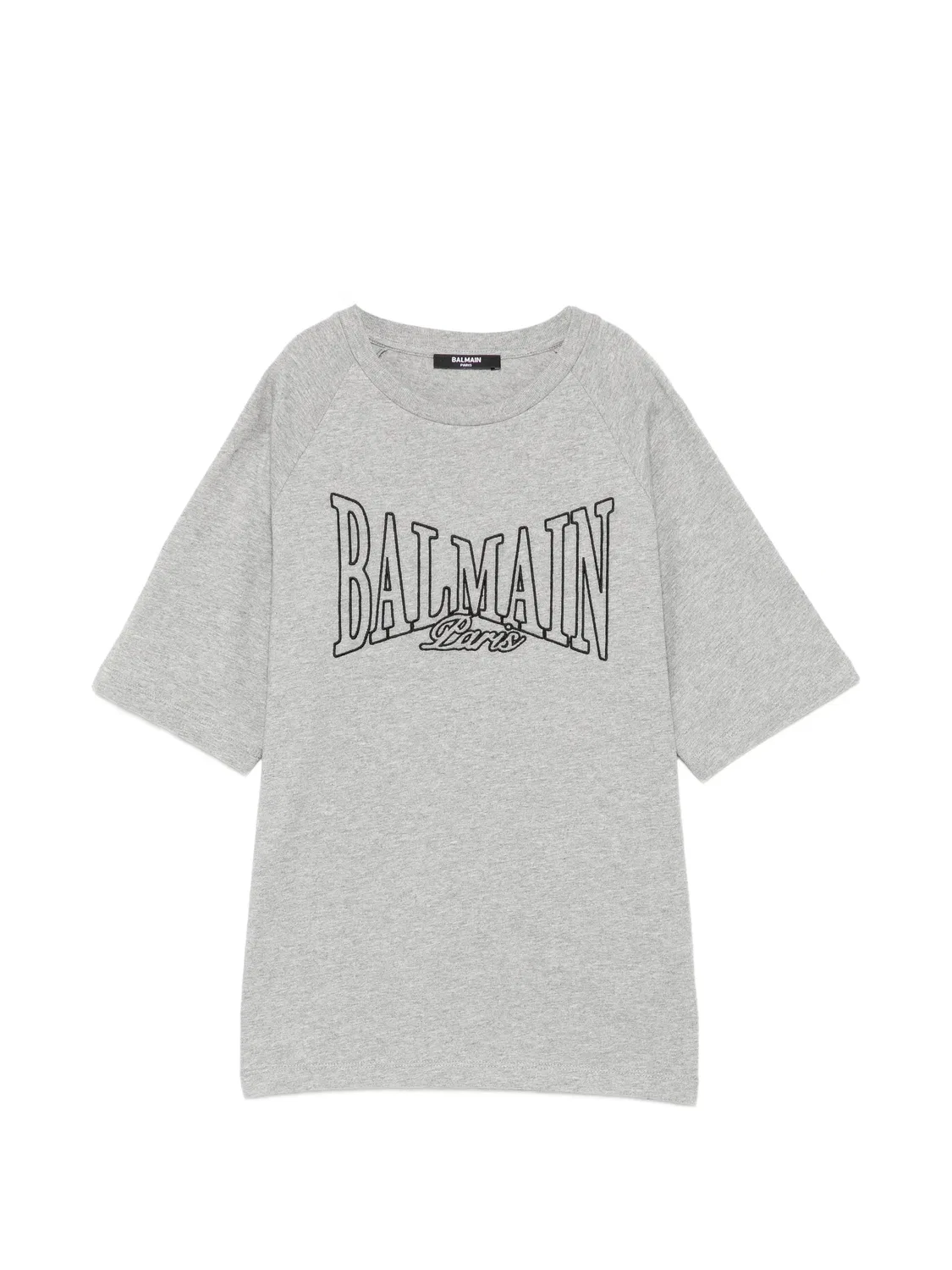 Футболка с рукавами реглан и вышитым логотипом Balmain Kids, серый