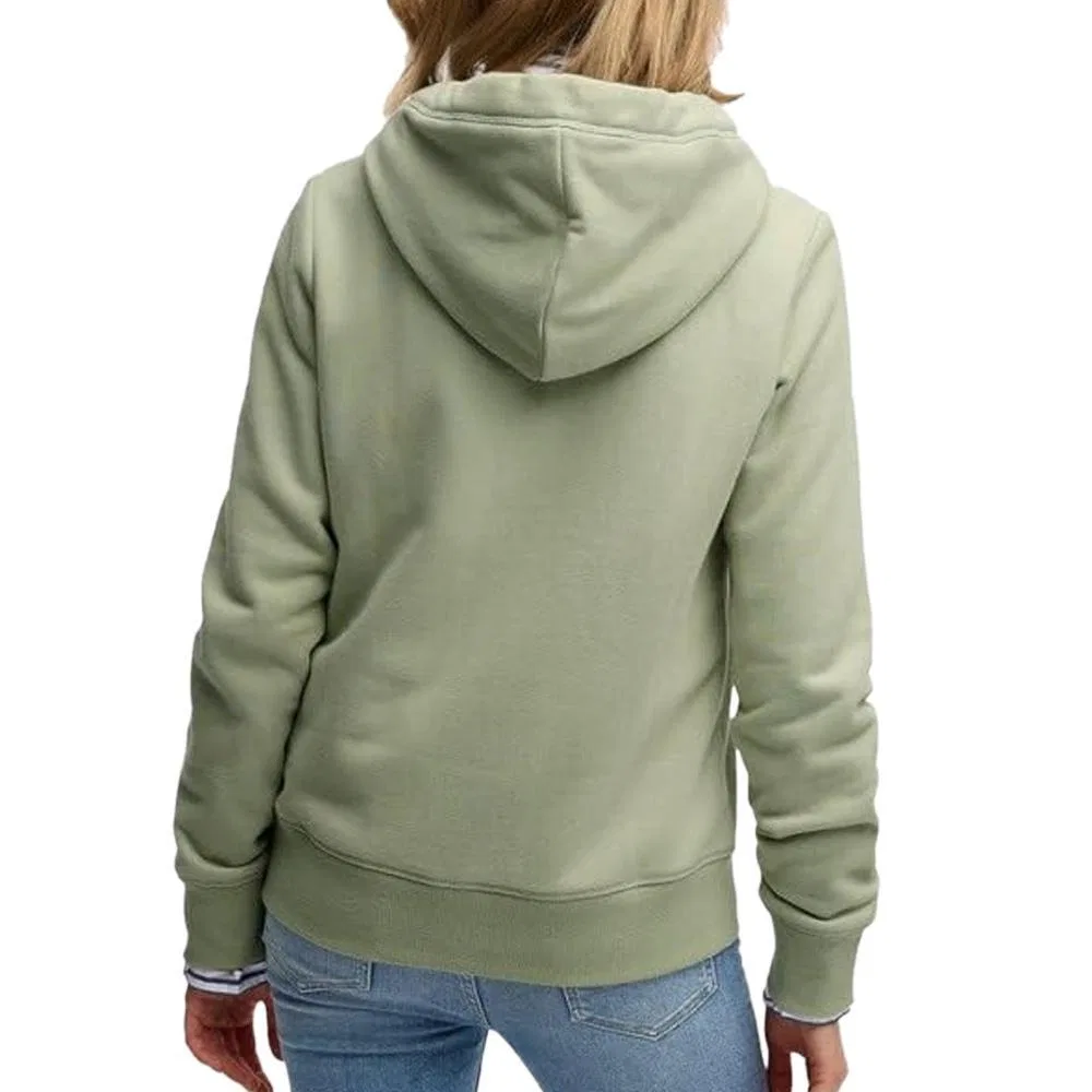 Женское худи с капюшоном и молнией Superdry Essential Logo Ziphood, Grun — фото 3