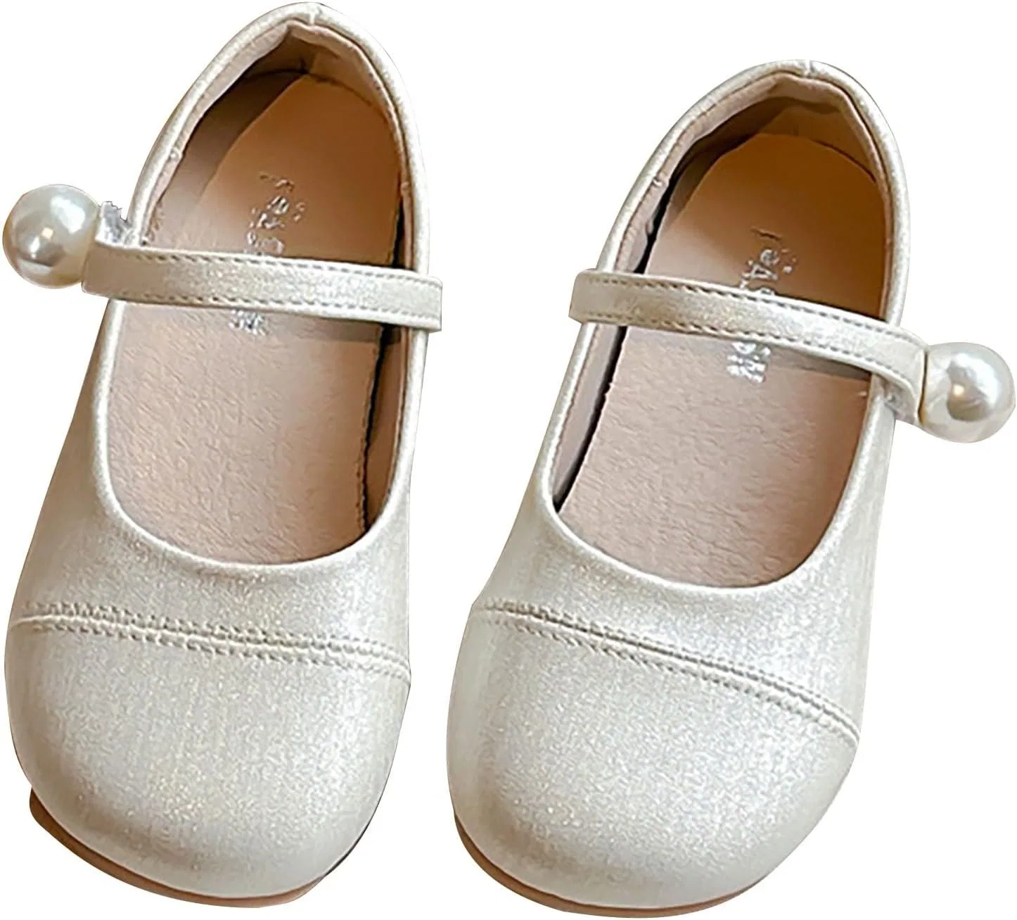 Детские балетки для девочек с блестками Mary Jane, Beige