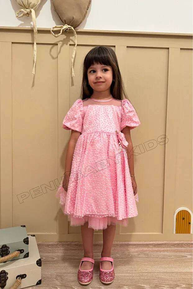 Детское платье для девочек с коротким рукавом Penu Baby Kids, Pink — фото 4