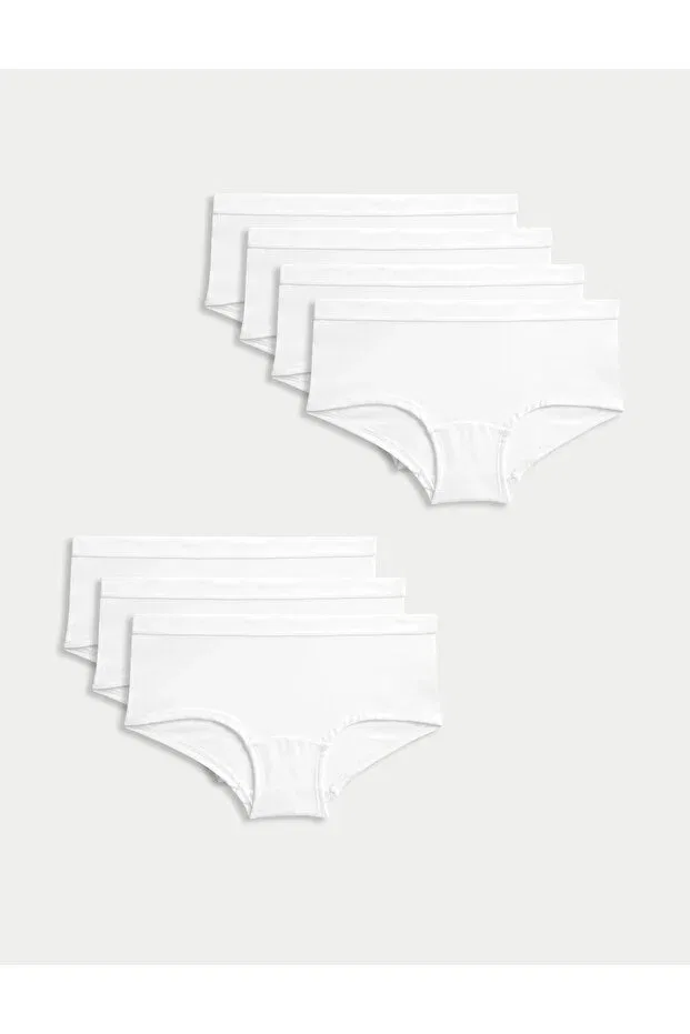 Детские трусы для девочек хлопковые набор 7 шт Plain Marks & Spencer, White
