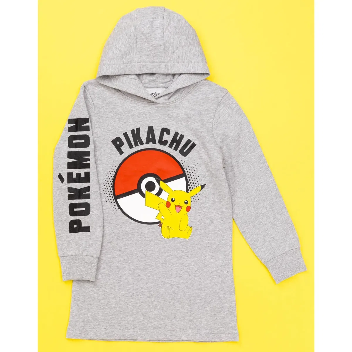 Детское худи с принтом Pikachu для девочек Pokemon, Grey — фото 3
