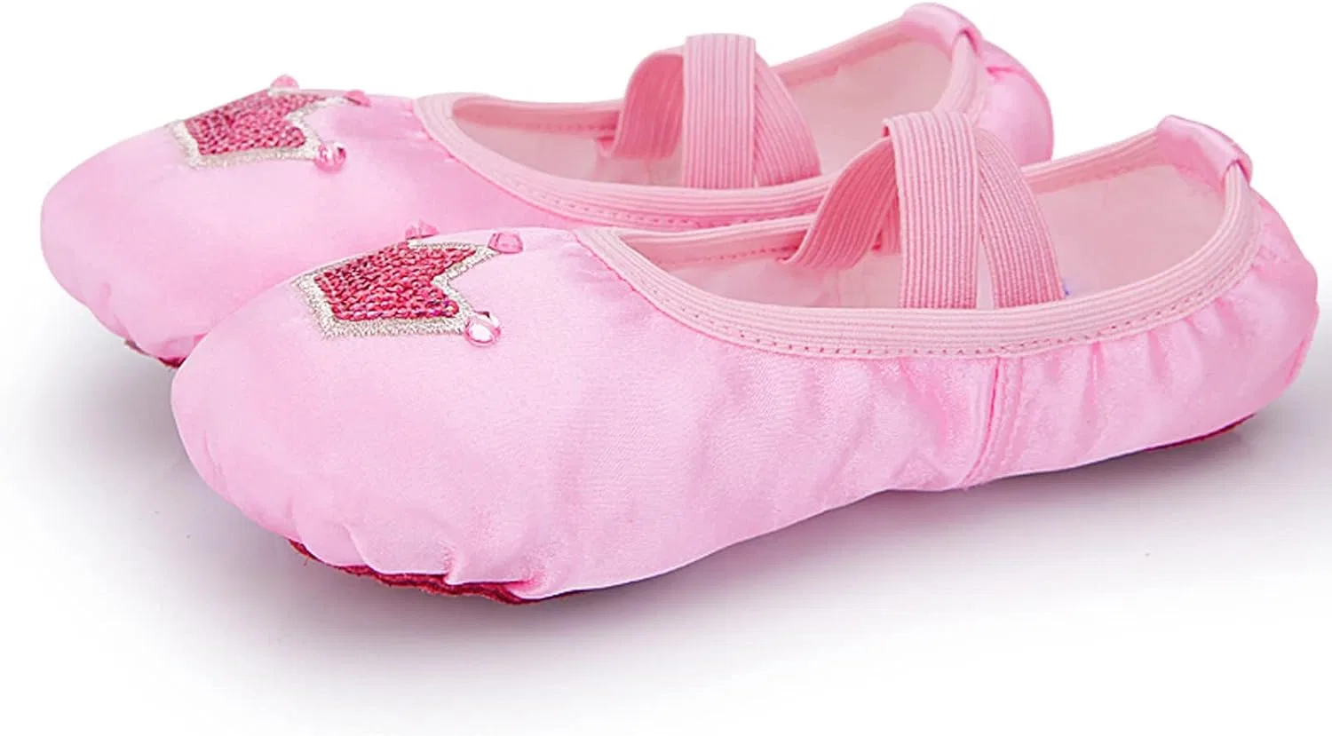 Детские балетки для девочек с принтом Star Satin, Pink — фото 4