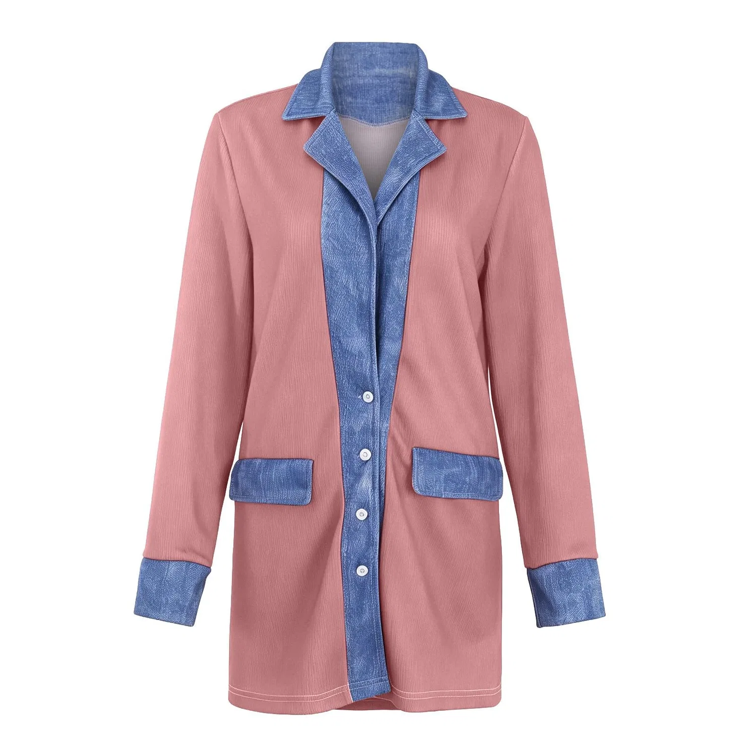 Женское пальто оверсайз с пэчворком из денима, Colore: Rosa — фото 2