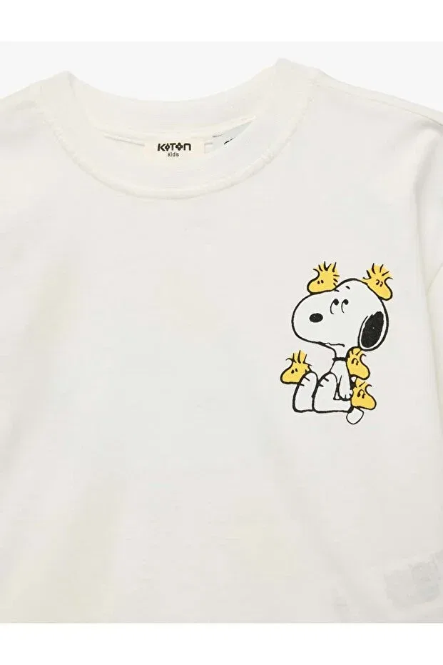 Детская футболка для девочек с принтом Licensed Snoopy Koton, Ecru — фото 3