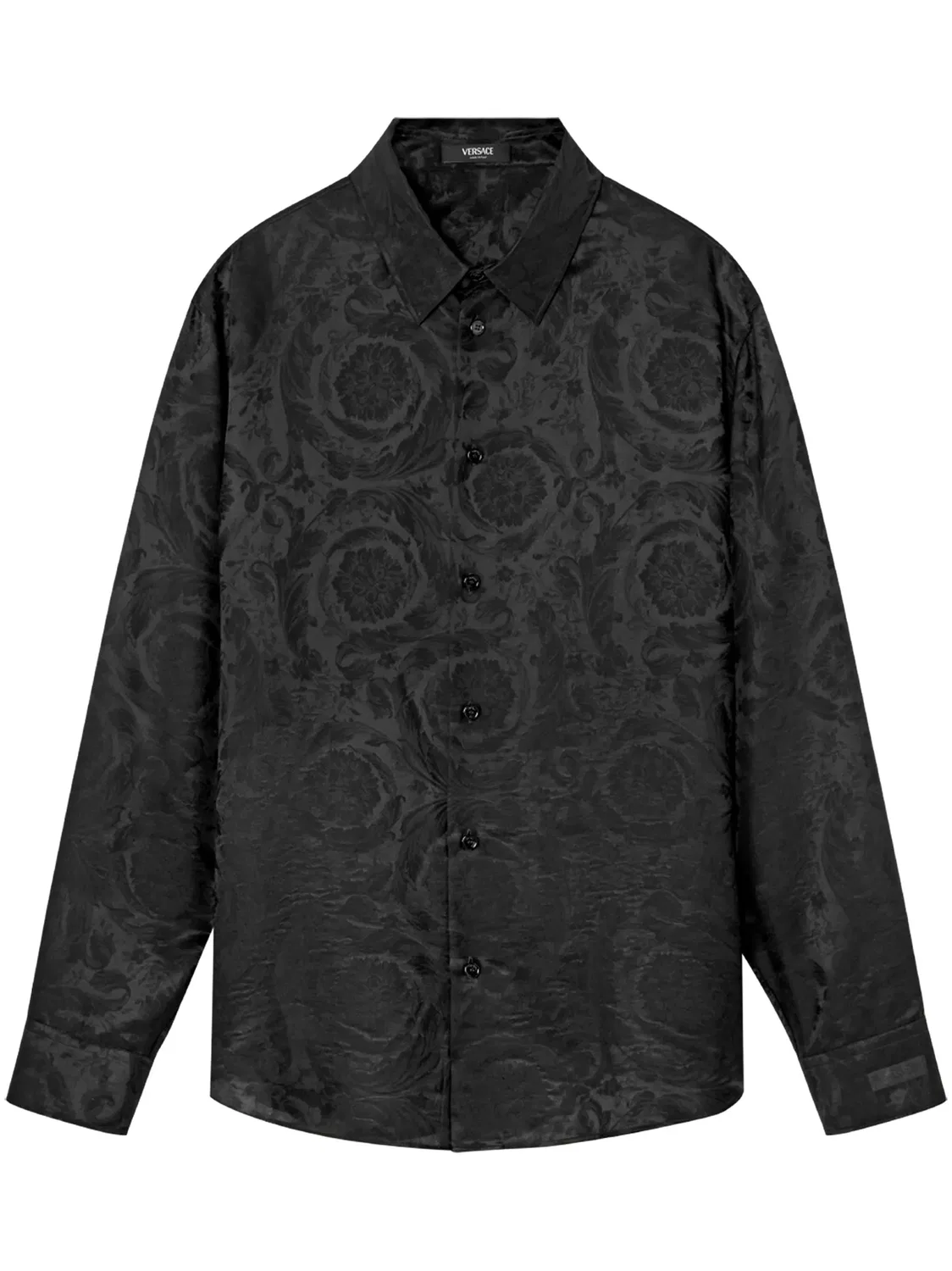 Рубашка с жаккардовым узором Barocco Versace, черный