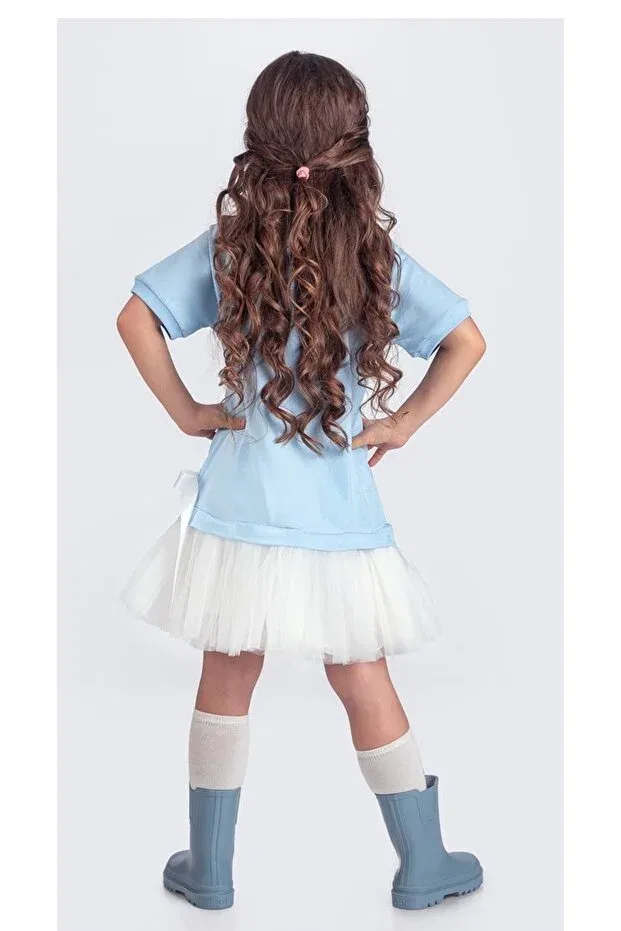 Детское платье для девочек спортивное с пачкой Summer Combed Cotton Girls' Sports Dress With Tutu Skirt M00703 Mnk Baby&Kids, Blue — фото 4