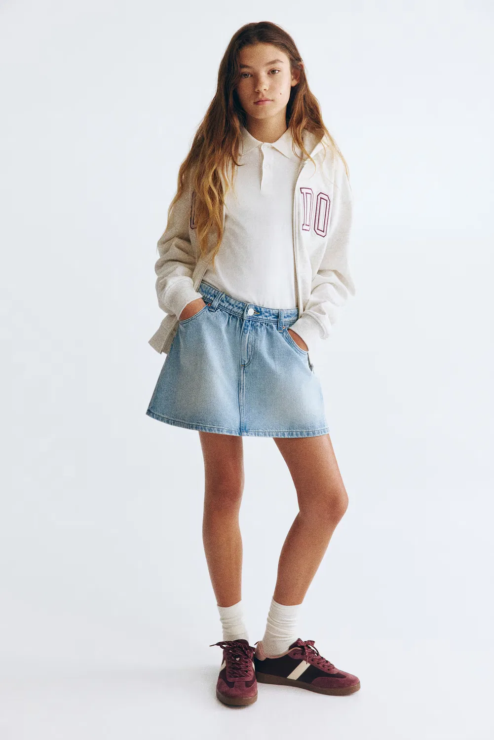 Джинсовая юбка из хлопка H&M, Helles Denimblau